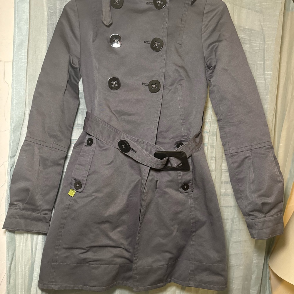 Soia & Kyo Charcoal Double-Breasted Trench Coat